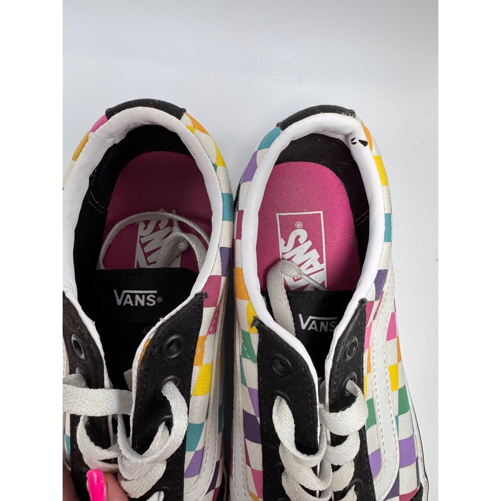 Vans Ward Rainbow Checkerboard Black White Low Top Sneakers Women 8.5 500714 - Picture 5 of 7